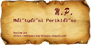 Mátyási Periklész névjegykártya